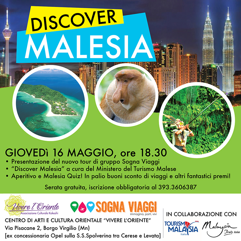 Serata Discover Malesia! Vieni a scoprire la Malesia e vinci buoni di viaggio con Sogna Viaggi Mantova!